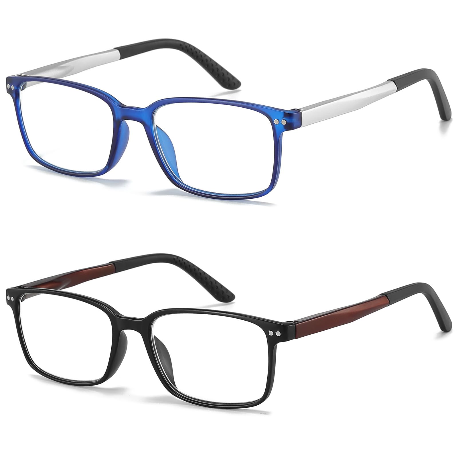 Blaulichtblockierende Lesebrille für Männer, blendfreie Computerbrille mit Federscharnier mit Etui