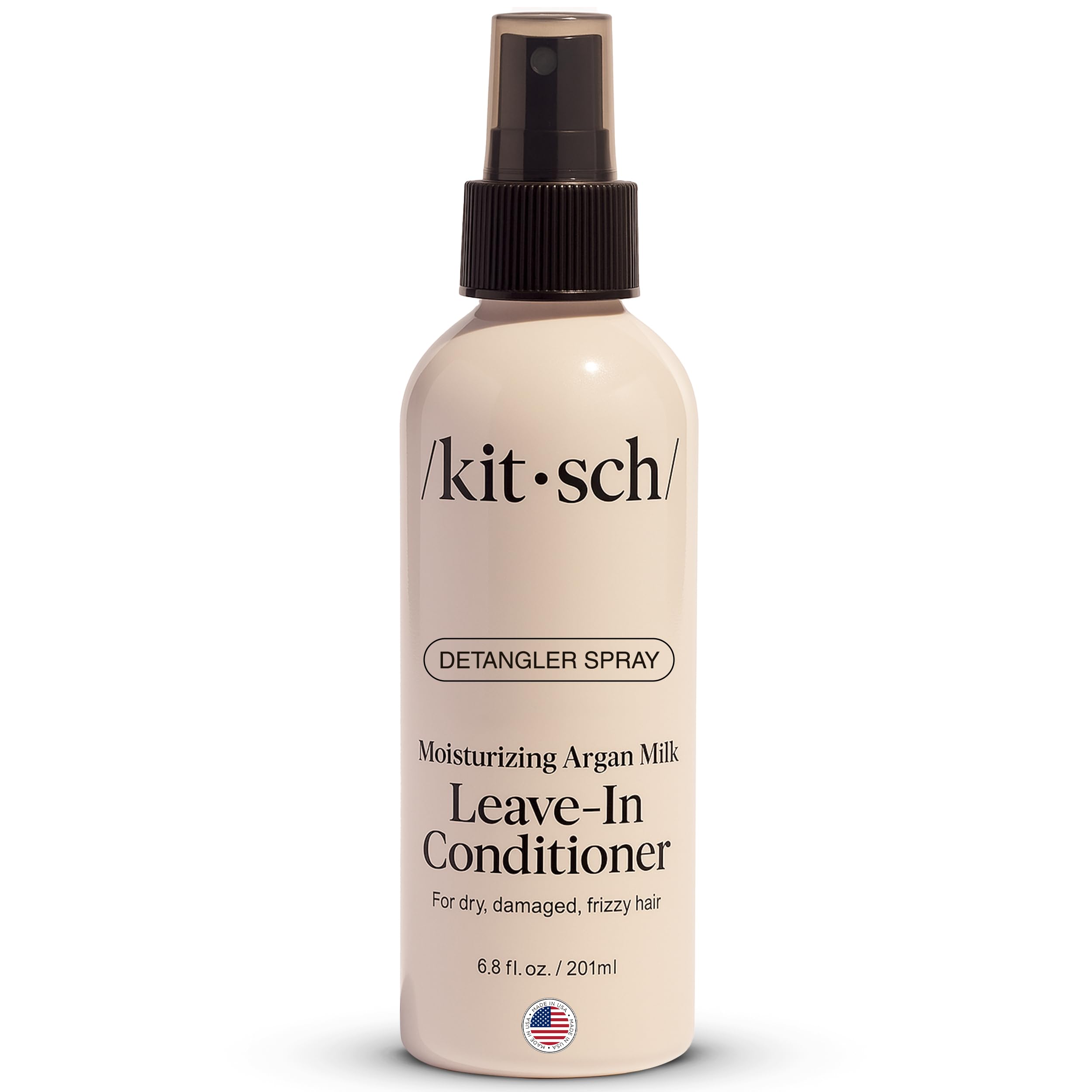 Kitsch Argan Milk Leave In Conditioner Spray for Curly Hair, Detangler Spray for Wavy, Fine, Dry & Damaged Hair, Sulfate-Free Frizz Control for Women & Men, Lightweight Moisturizer for Hair, 6.8oz