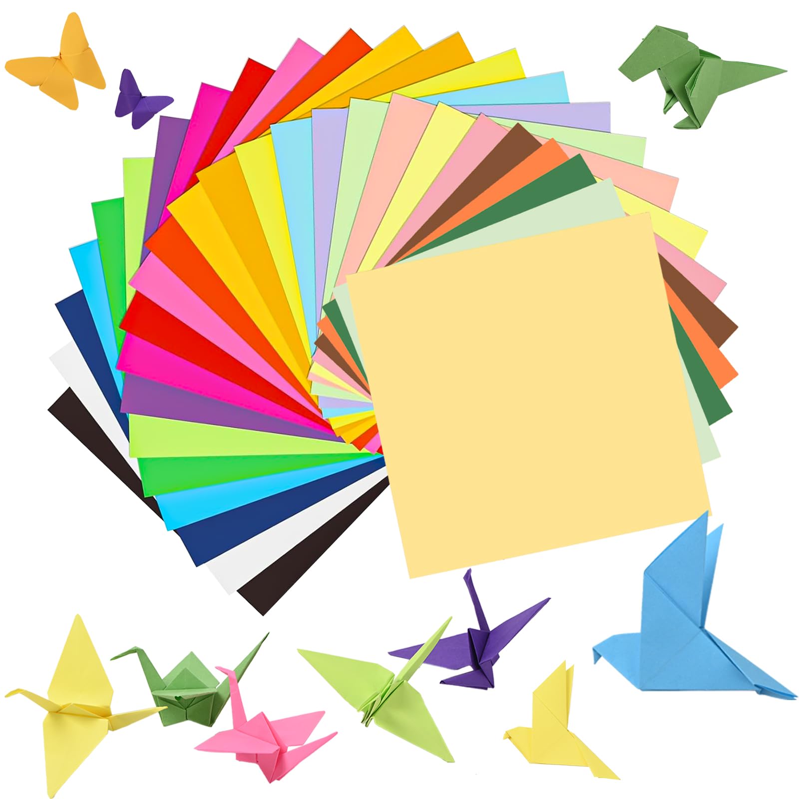 SiluFlorid - 300 hojas de papel para origami, 25 colores, 15 x 15 cm, doble cara, 6 cuadrados, para decoración de álbumes de recortes, manualidades plegables, manualidades escolares para niños