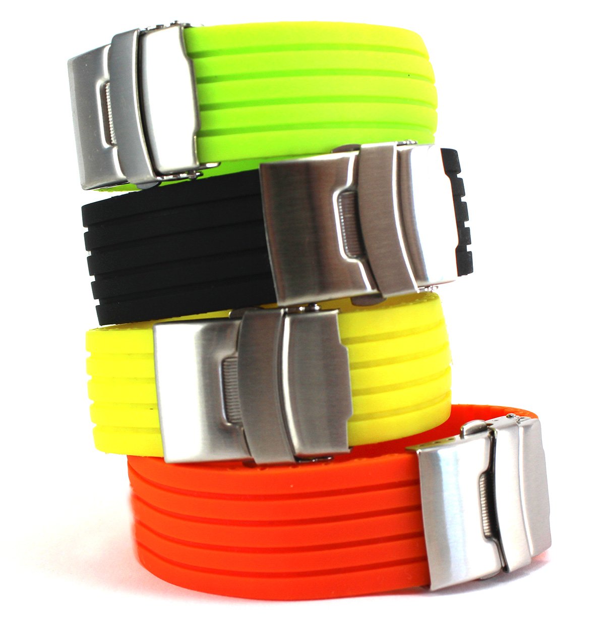 Yellow Rubber Silicone Bracelet Diver 22 mm Folding Clasp - Image 4