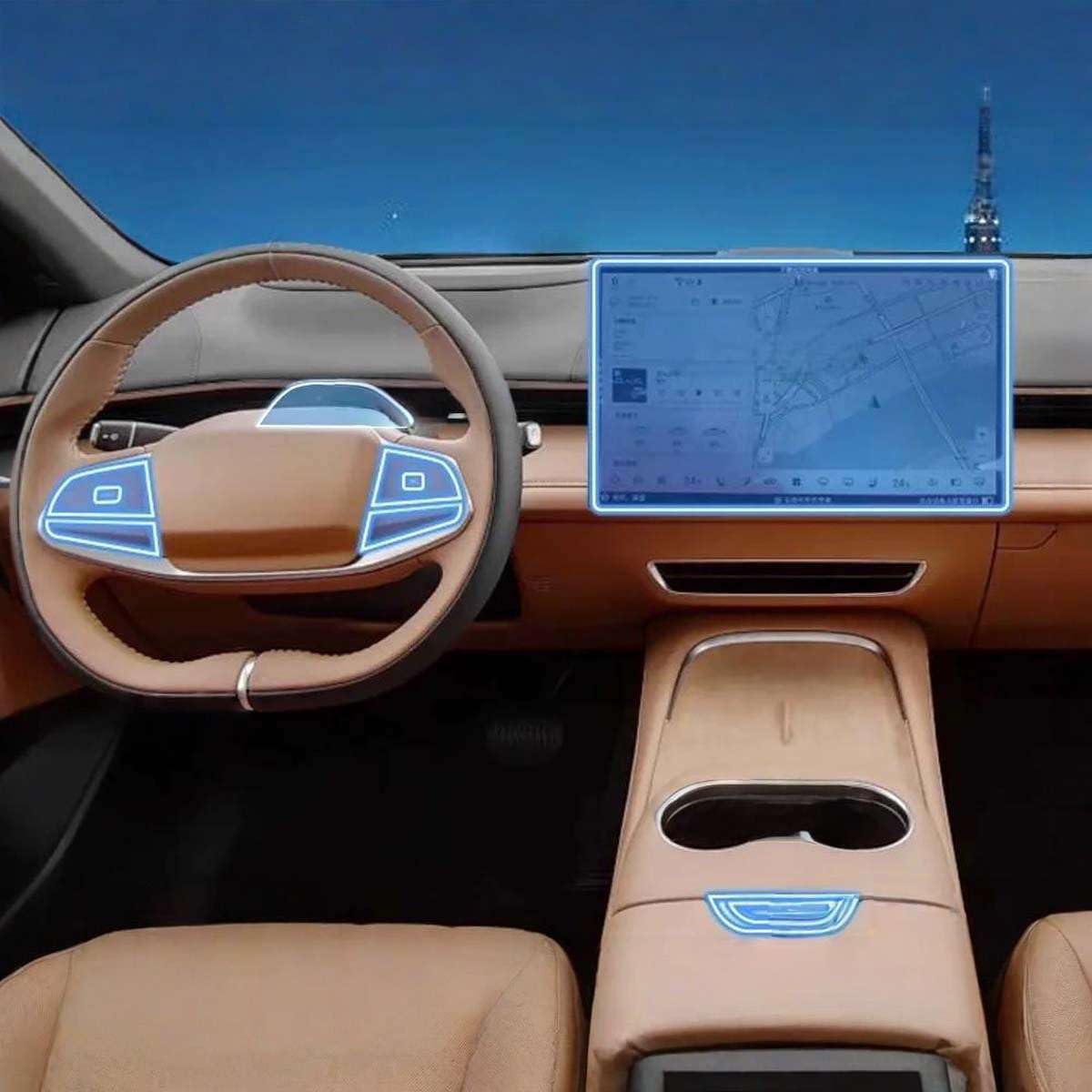 Car Interior Center Console Media Dashboard Navigation TPU Protector Film Anti-Scratch, for CHANGAN DEEPAL S07 2024 2025