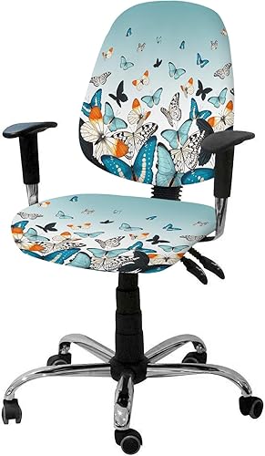 Miniatura 1 de Fundas para silla de oficina de 2 piezas, fundas elásticas para silla de computadora, fundas universales giratorias para sillas de escritorio,