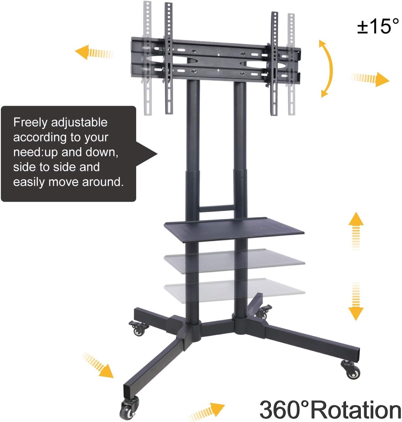 Fеаturеd Prоduсt ABCCANOPY Mobile TV Cart with Wheels and Adjustable Shelf Rolling Trolley Mount TV Stand for 32-65 Inch LCD LED Flat Screen TV,Plasma TVs TV Monitors