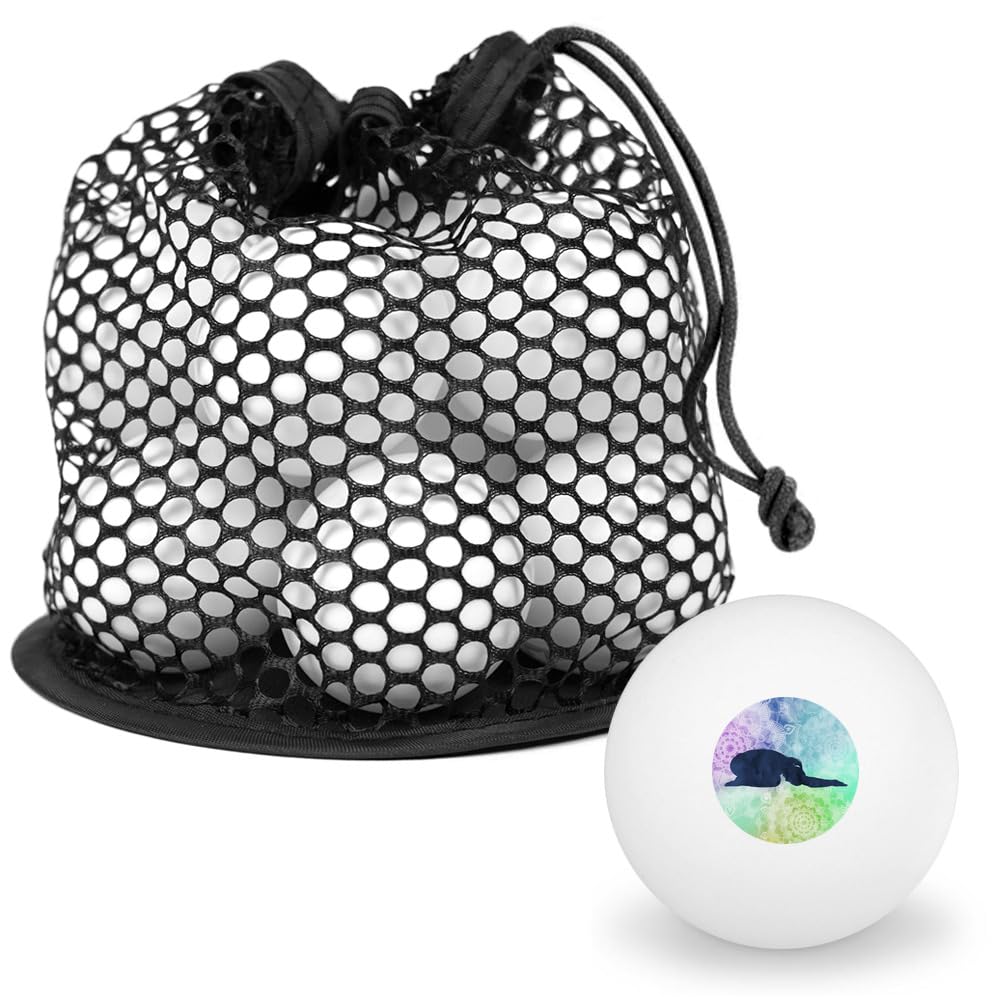 Child's Pose Yoga Novelty Table Tennis Ping Pong Ball 12 Pack with Storage Bag