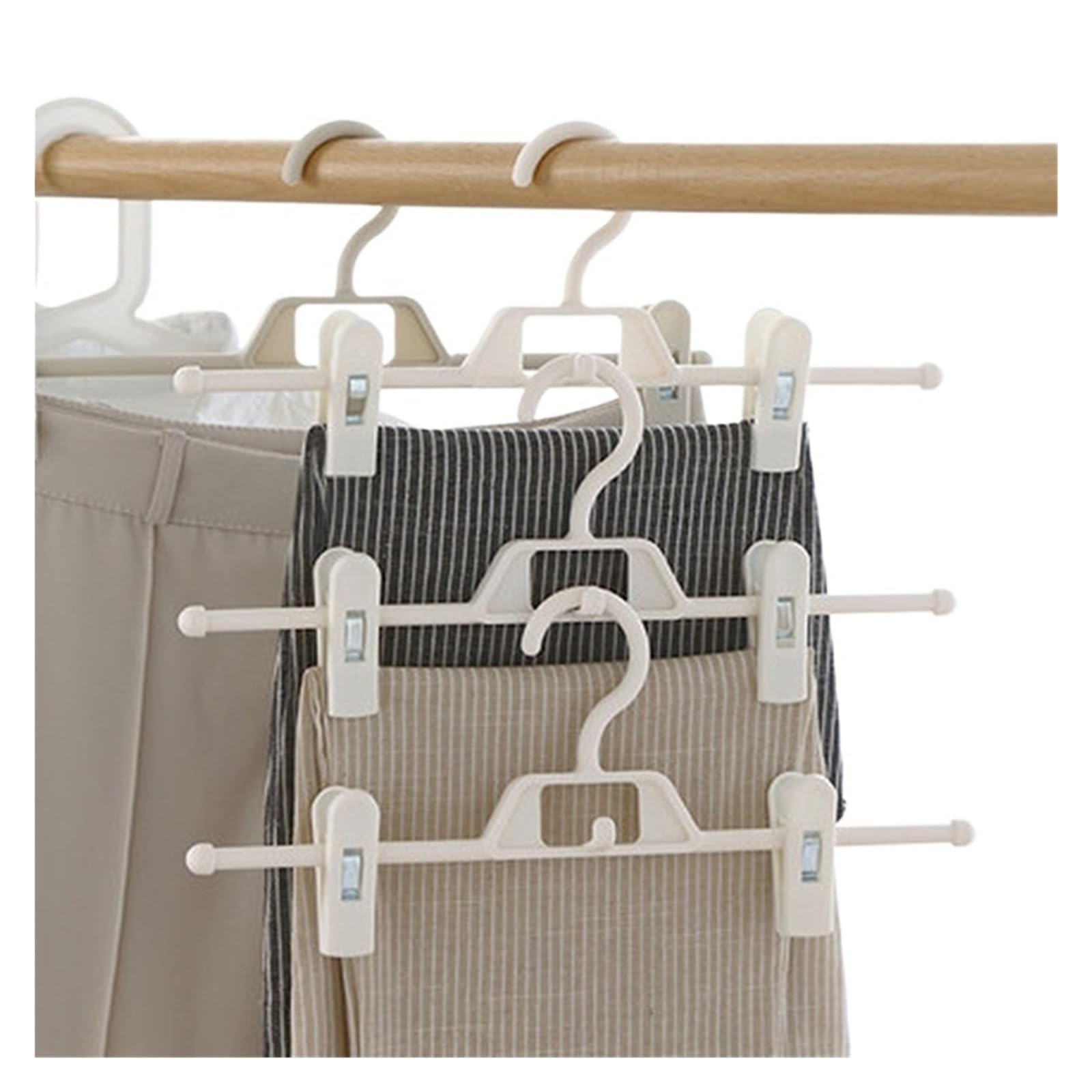 Skirt Peg Hanger Adjustable Trouser Clips Save Space Hangers Non-Slip Fix Clip Wardrobe Organizer(Blue)