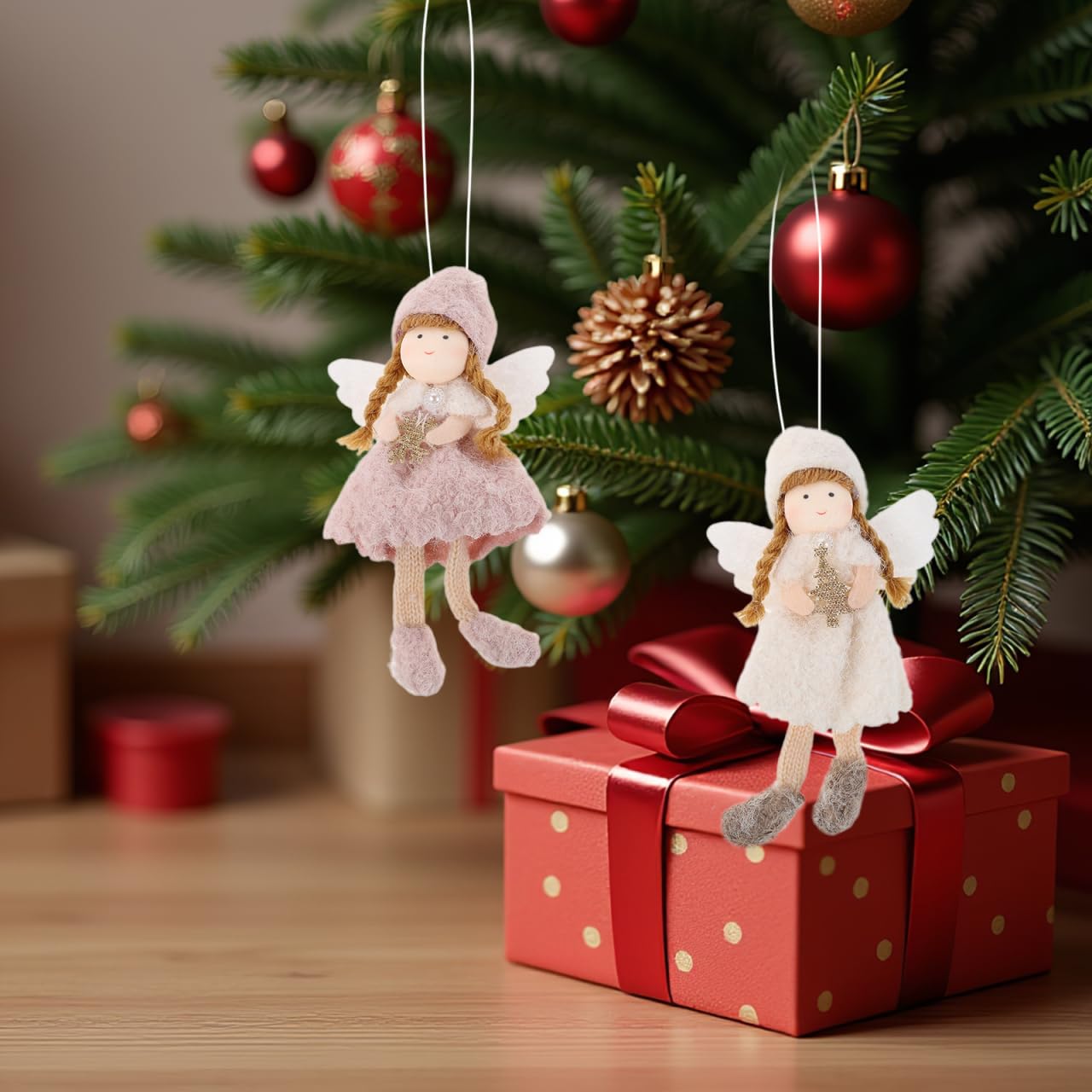 IMIKEYA 2 Stück Plüsch Engel Weihnachtsbaumschmuck Anhänger Weihnachtsbaum Ornamente niedliche Plüsch Engel Weihnachten Christbaumschmuck Weihnachtsbaumanhänger für Festliche Deko