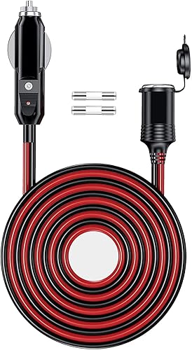 Miniatura 7 de 2 cables de extensión de encendedor de cigarrillos de 13 pies, 12 V24 V, 16 AWG, 156 W15 A, enchufe macho a enchufe hembra, cable de extensión con 2