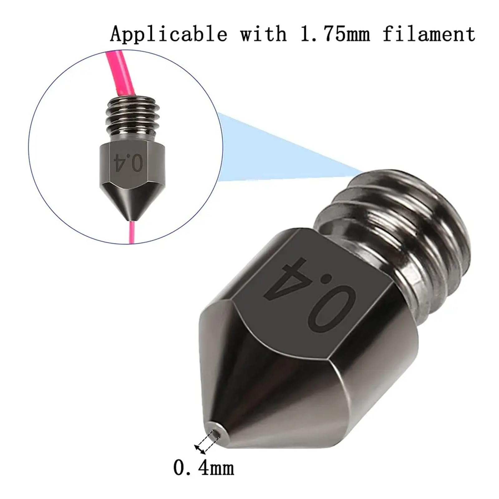 Compatible con Creality, 5 boquillas endurecidas MK8 de 0,4 mm.