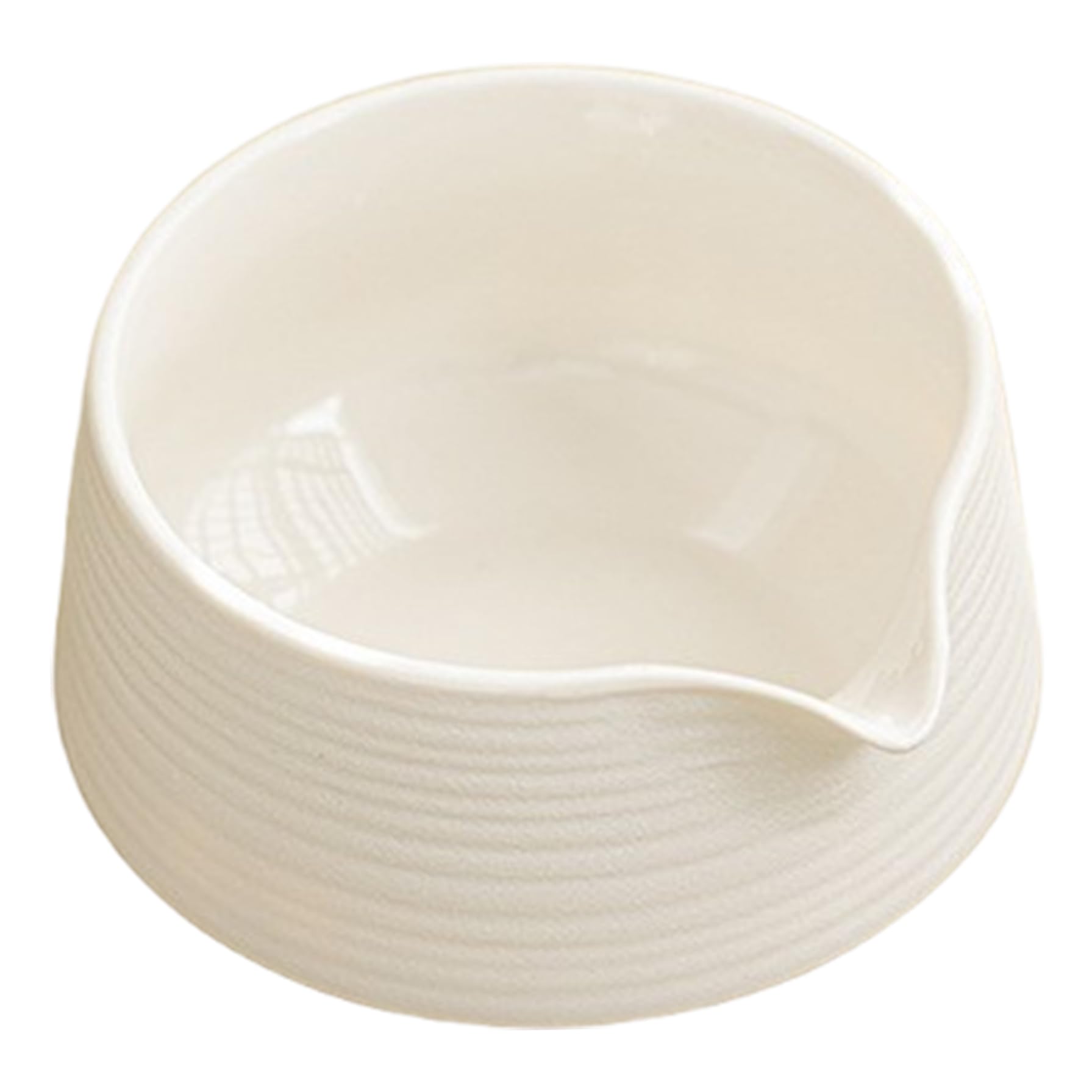 BEAHING Matcha Bowl with Spout 500ml Ceramic Mixing Bowl with Non-Slip Base for Kitchen