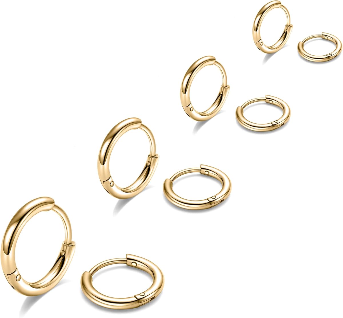 Pendientes de aro de acero quirúrgico 316L, pendientes Huggie de 6 mm a 20 mm, hipoalergénicos para mujeres y hombres, pendientes de aro pequeños para hombres, pendientes de cartílago para mujeres 20G 18G