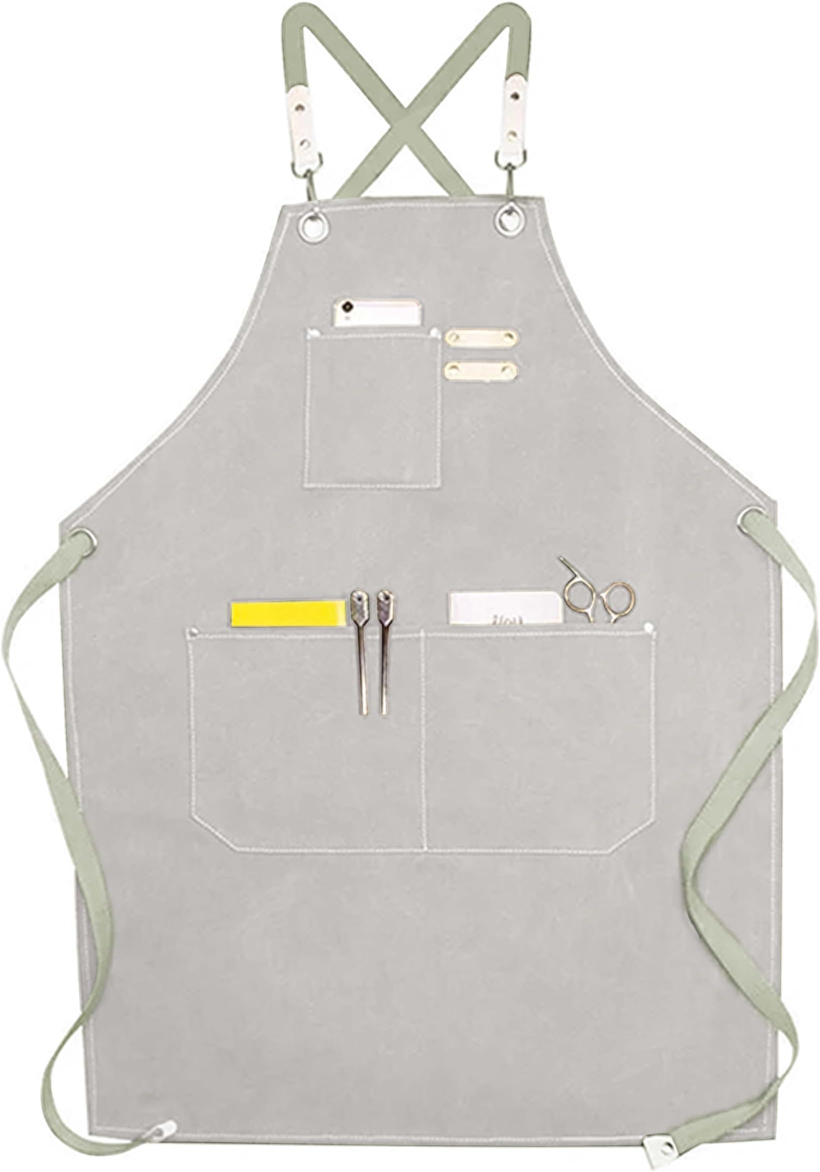 Chef Apron Cotton Canvas Cross Back Adjustable Apron with 3 Pockets Waterdrop Resistant | for Chef, Artist Painting, Baker, Barista, Bartender, Restaurant, BBQ Aprons for Unisex