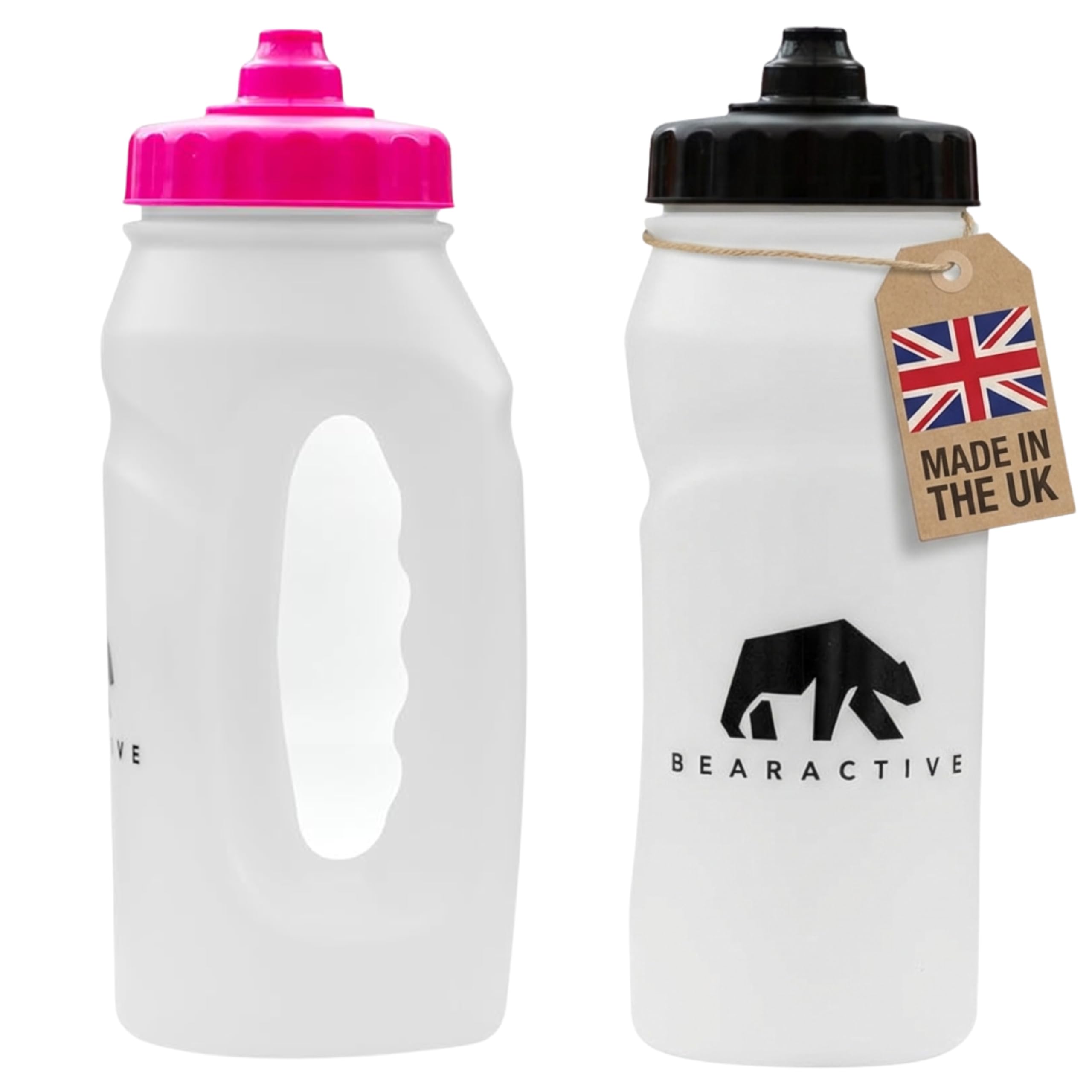 Bearactive 2x 500ml Handfles – Lichtgewicht (65g), BPA-vrij, Lekvrij, Met Zuigklep, Voor Hardlopen & Sportschool