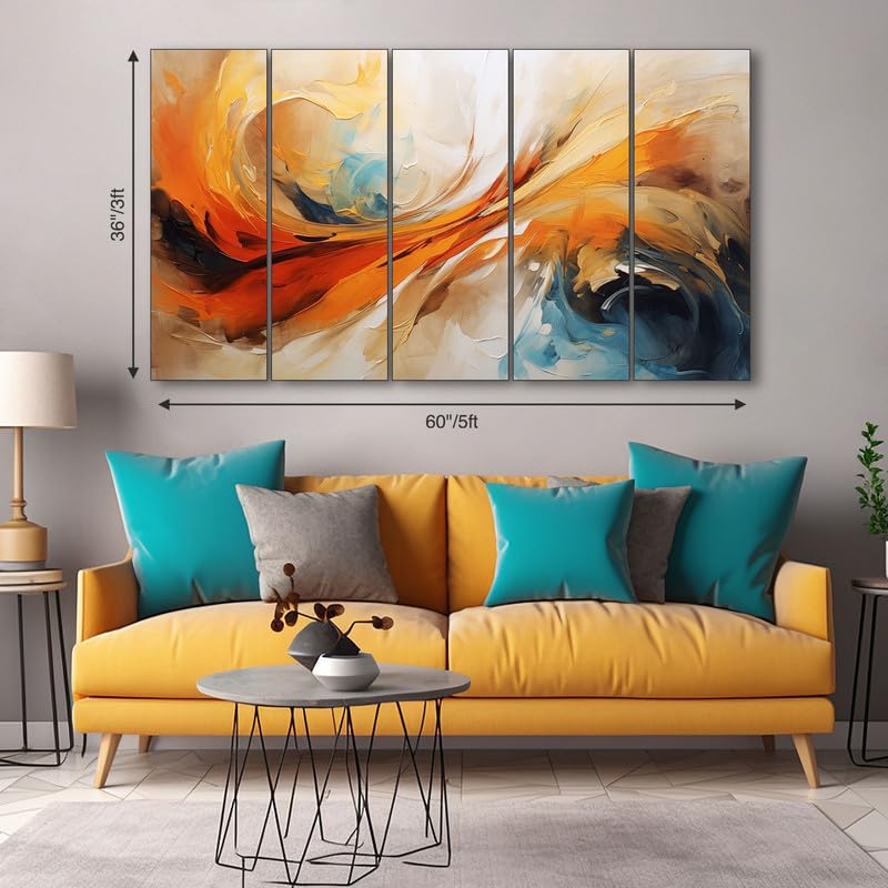 Image of The Castle Decor Abstract art painting with frame Big Size 36x60 Wall art for living room,Bedroom,Drawing room,Hotels-Wooden Framed-335