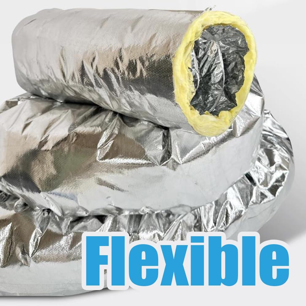 Tubería Flexible Aislada De Ventilación De Aluminio Para Conductos De Aire Estancos De 100mm 150mm 200mm Tubo De Drenaje Aislante Y Silencioso(150mm(5.9"))