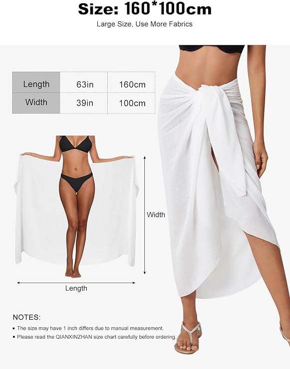QIANXIZHAN Women's Swimsuit Cover Up,Beach Sarong Wrap Bottom Coverup
