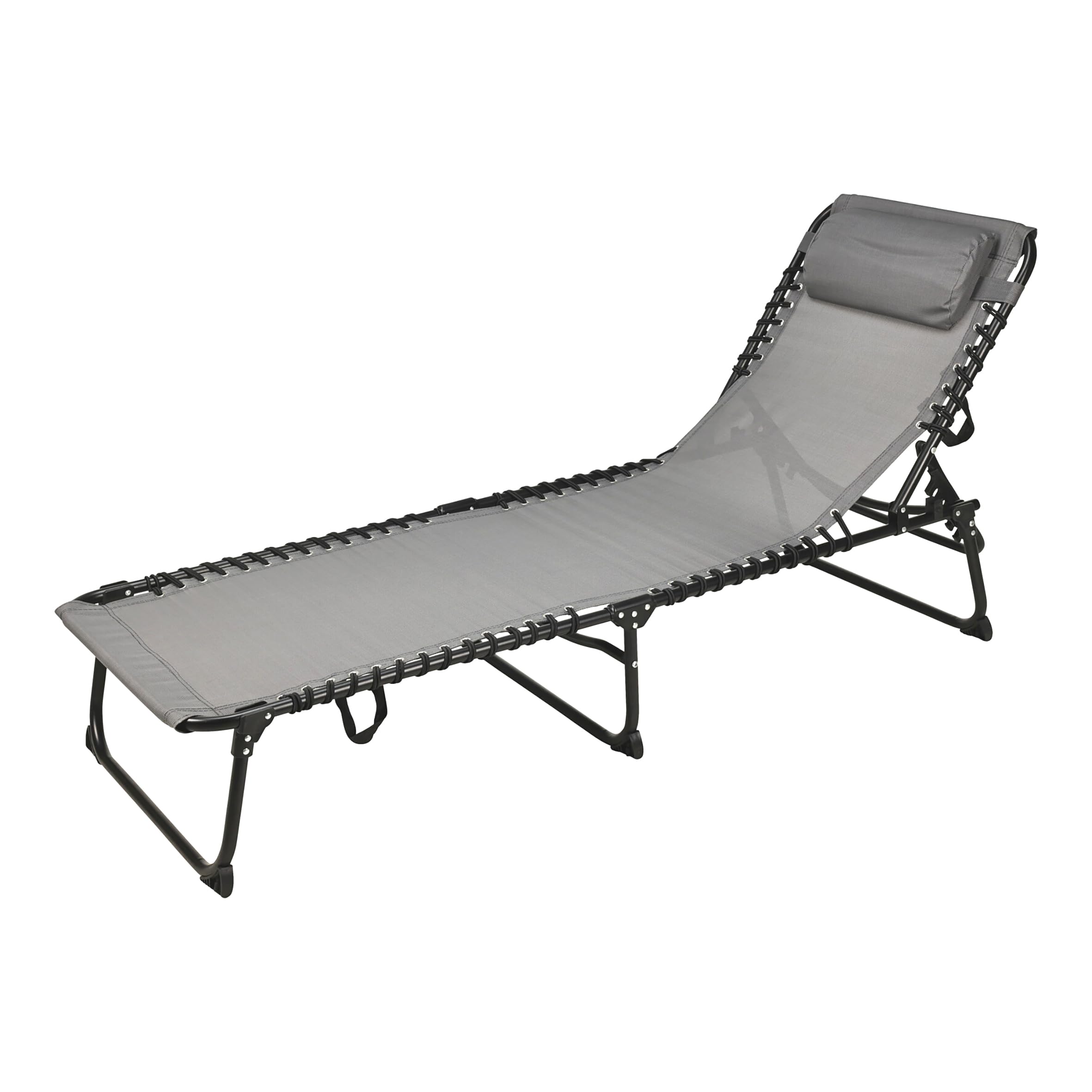 Spetebo XL Relax Klappliege Sonnenliege mit Kopfkissen dunkelgrau | Metall Halterung für eckige Balkongeländer von 4-7 cm