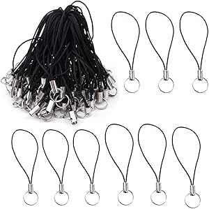 10 Cordini Portachiavi Per Cellulare – Argento E Nero, Con Anello Diviso – Adatti Per Telefono, MP3, MP4, Chiavette USB – Design Con Ciondolo In Pietra Turchese - 3
