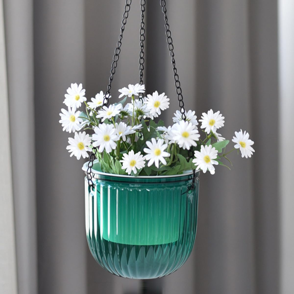 Uonlytech Fioriera Sospesa da Balcone 3 Pezzi in Plastico Verde | Autoirrigante, Resistente Gelo e Sole Intenso, Anti-sfaldamento, per Casa e Giardino