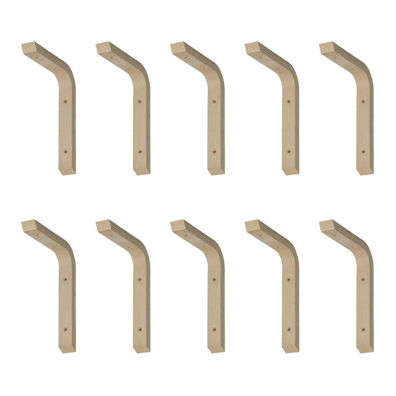 siwitec Schichtholzkonsole 100 x 150 x 28 mm aus Buche im 10er-Set, Regalwinkel aus Holz