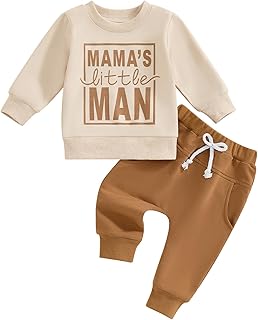 Toddler Baby Boy Sweatshirt Outfit Mamas Little Man Long Sleeve Shirt Jo...