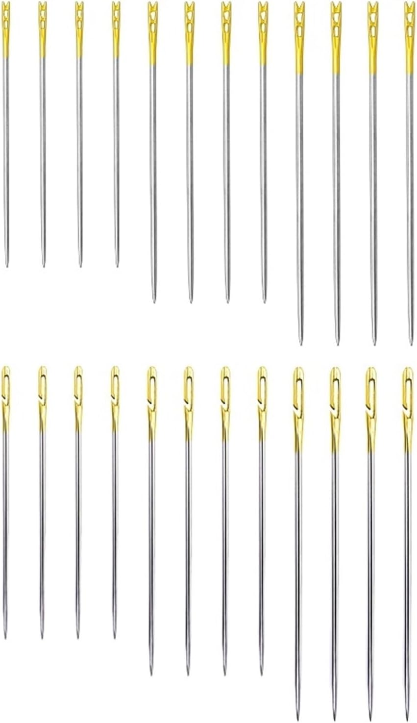 SBTRKT 12/24PCS Blind Needle Elderly Needle Side Hole Needles Tail Side Opening Stainless Steel Hand Sewing Needles Threading (Color : 12pcs type1)