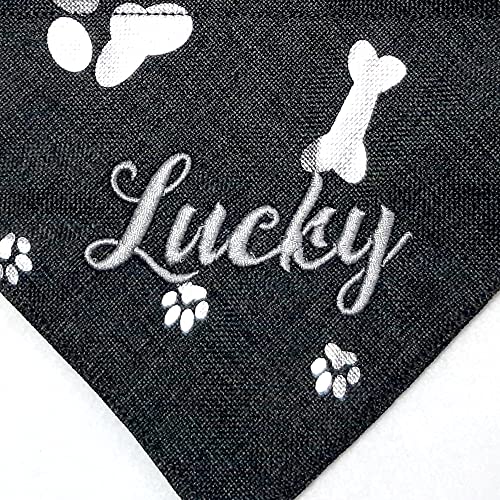 Hundehalstuch mit Halsband Verstellbar Halstuch in grau/silber oder braun/gold optional mit Wunsch Namen bestickt Tuch