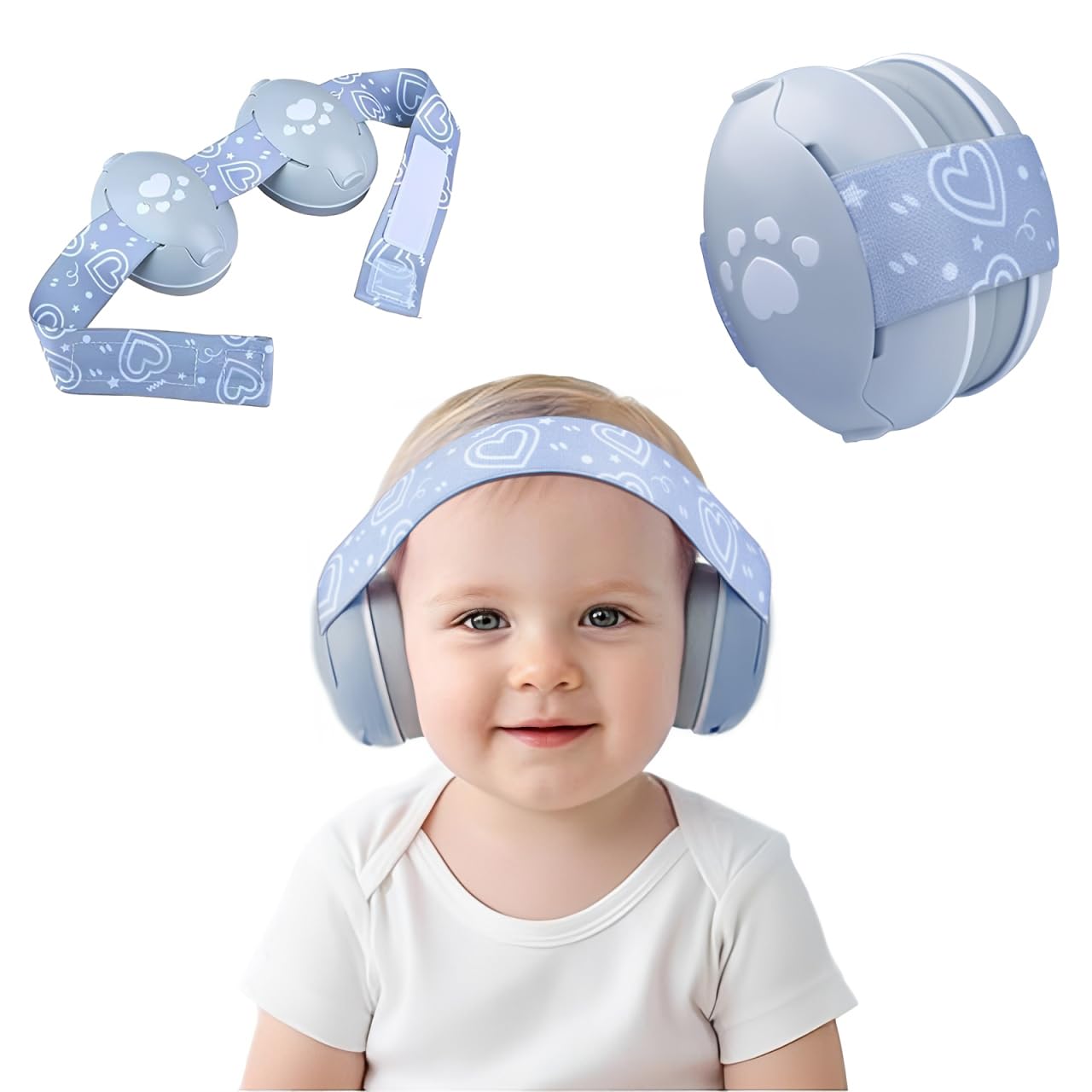 YingErTool Baby Ear Defenders - 25dB, Soft and Adjustable Headphones Noise Cancelling for Babies and Toddlers up to 36 Months, Safe & Soothing Hearing Protection, Ideal for Travel, Sleeping (Gray)