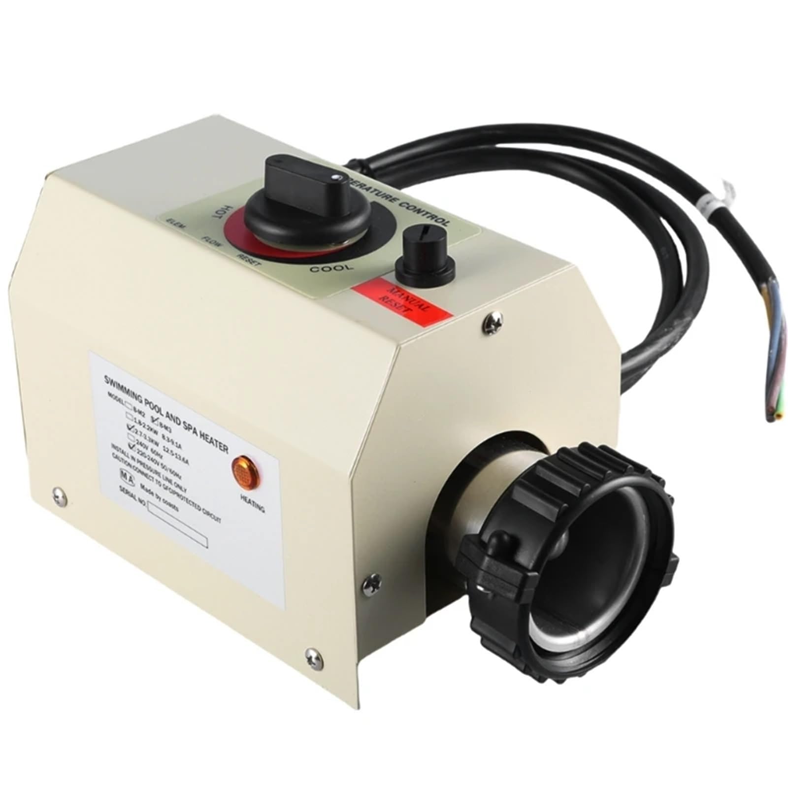 Podgrzewacz basenowy 3 kW, system bezpieczeństwa ogrzewania basenu, termostat, podgrzewacz do wanny, elektryczny podgrzewacz wody do basenu, DropShip