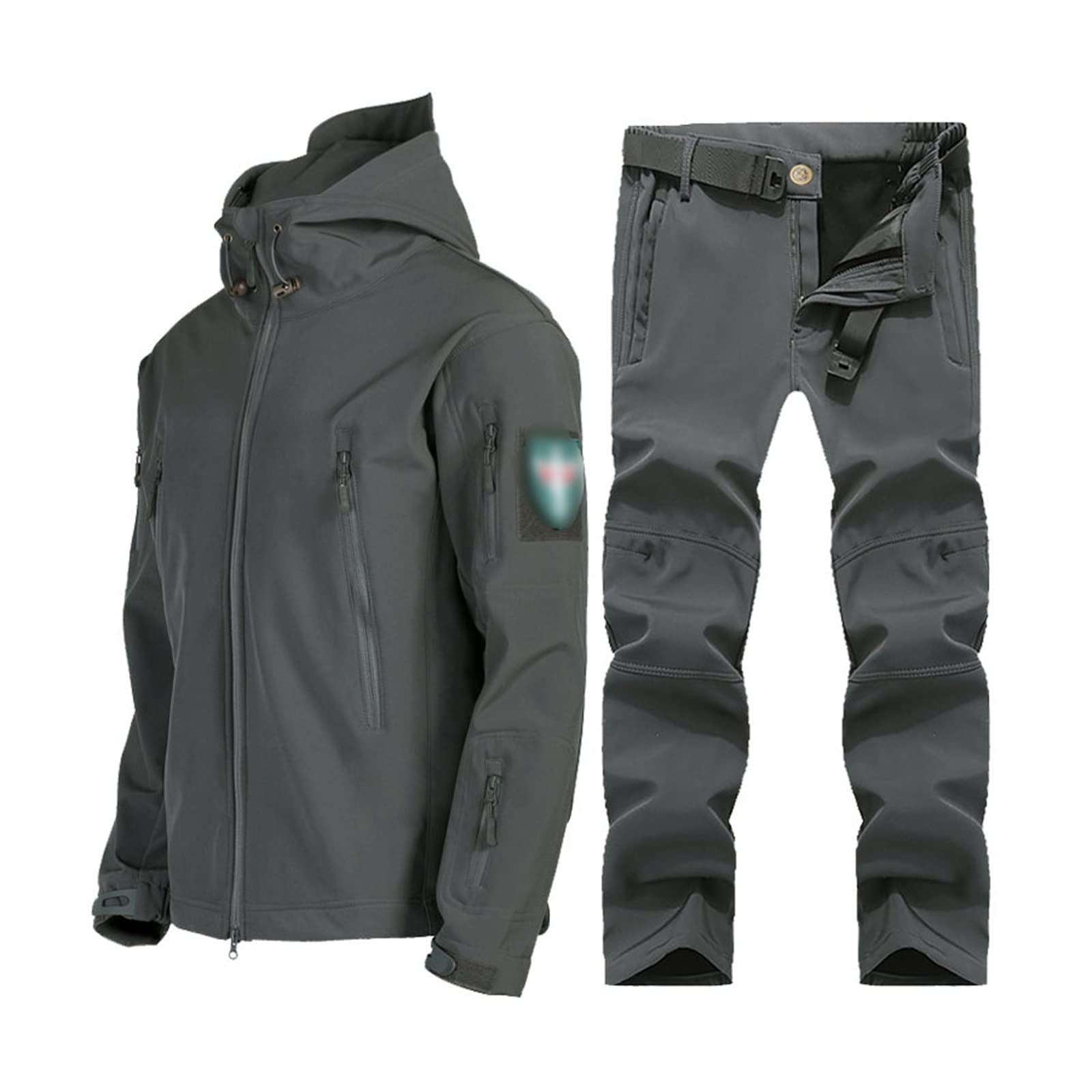 Yytcsjz Skianzüge für Herren, Mens Winter Outdoor Sport Plüsch und Dicken Ski Anzüge Set, Wasserdichte winddichte 2-teilige Skianzüge Set, für Schneesport, Winterskisport
