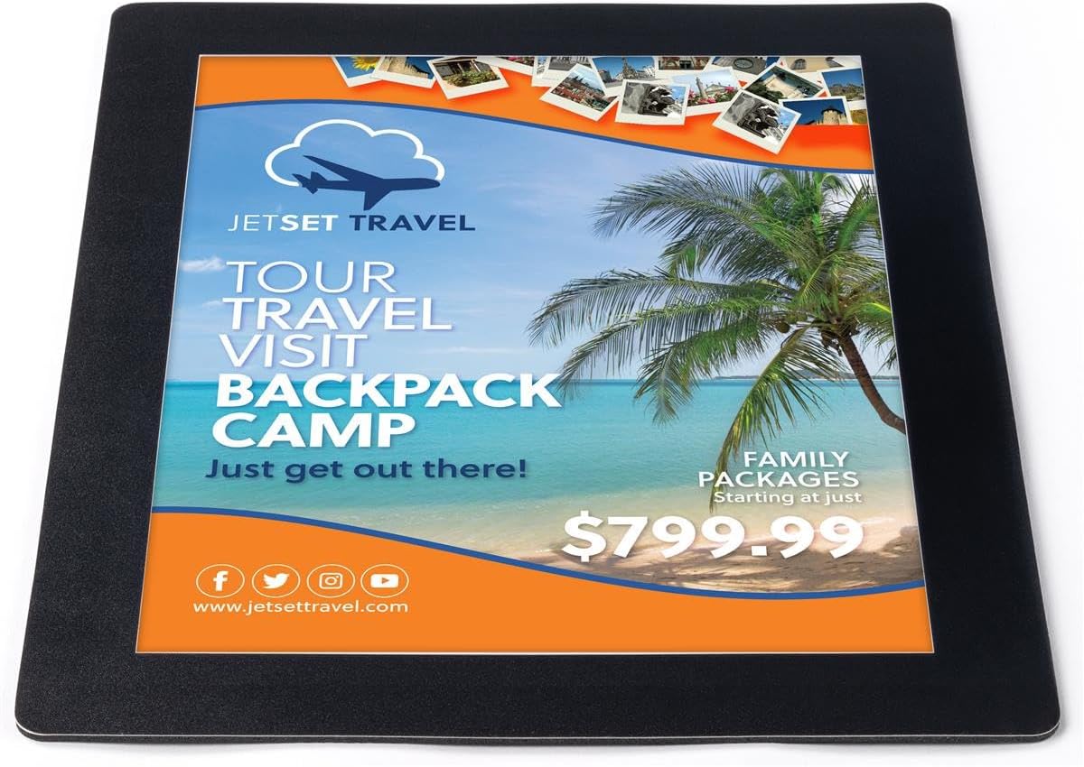 Displays2go (Set of 2) 8.5 x 11 Counter Mat with Non-Skid Backing, Slide-in Side Loading - Black (CMTBK1185)