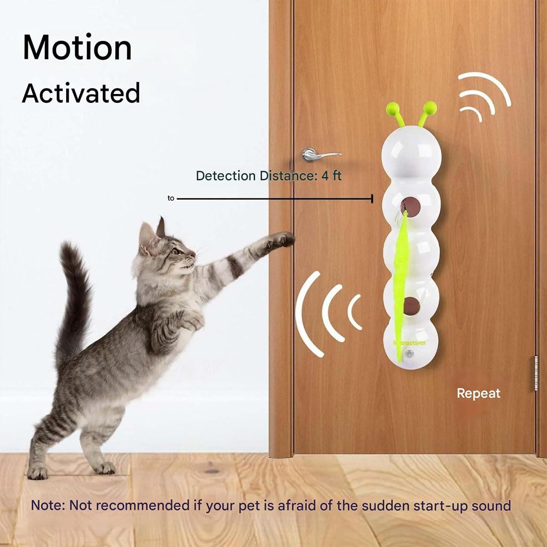Jouet mural interactif à capteur intelligent pour chat, jouet mural rechargeable activé par le mouvement, pour la chasse, le saut, parfait pour les chats d'intérieur (1 pièce)
