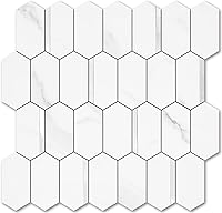 Vista 12 de Vamos Tile Azulejo Hexagonal Largo Despegar y Pegar para Salpicadero - 10 Hojas de Azulejos Adhesivos para Salpicadero de Cocina y Baño 12.4 x 12