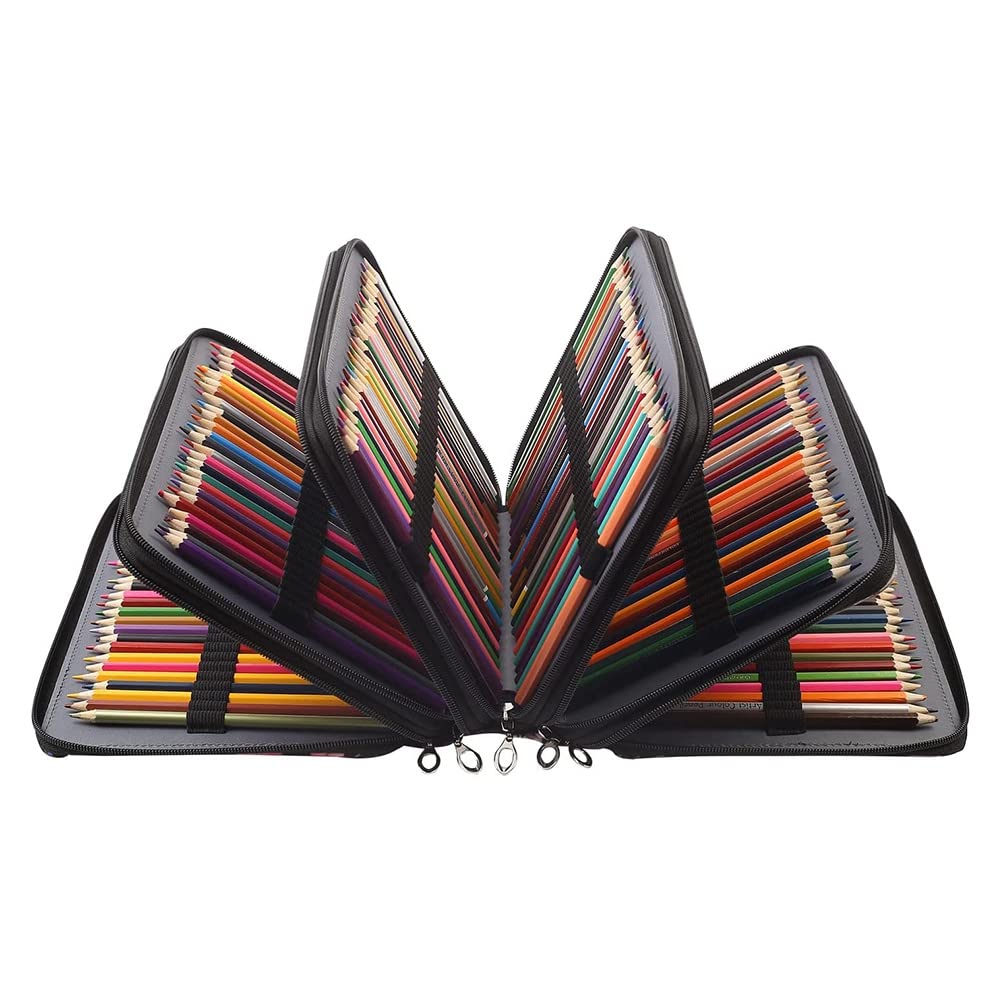 Trousse à crayons de couleur à 250 emplacements avec fermeture éclair pour étudiant ou artiste D, Couleur des fleurs.