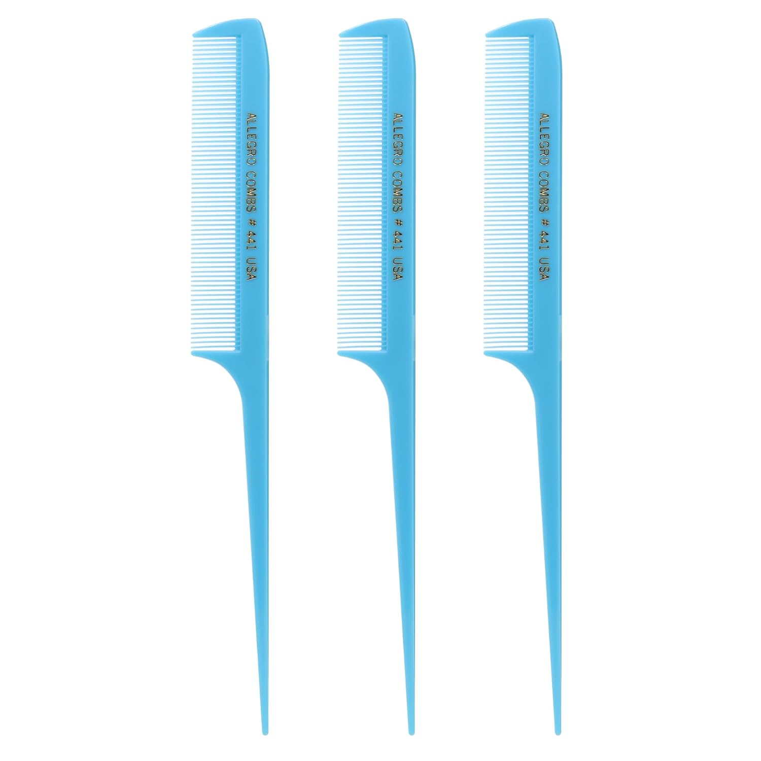 Allegro Combs 441 Rat Tail Combs Braiding Parting Fine Teeth Rattail Set For Hair Styling For Hair Coloring 3 Units (White) image 4
