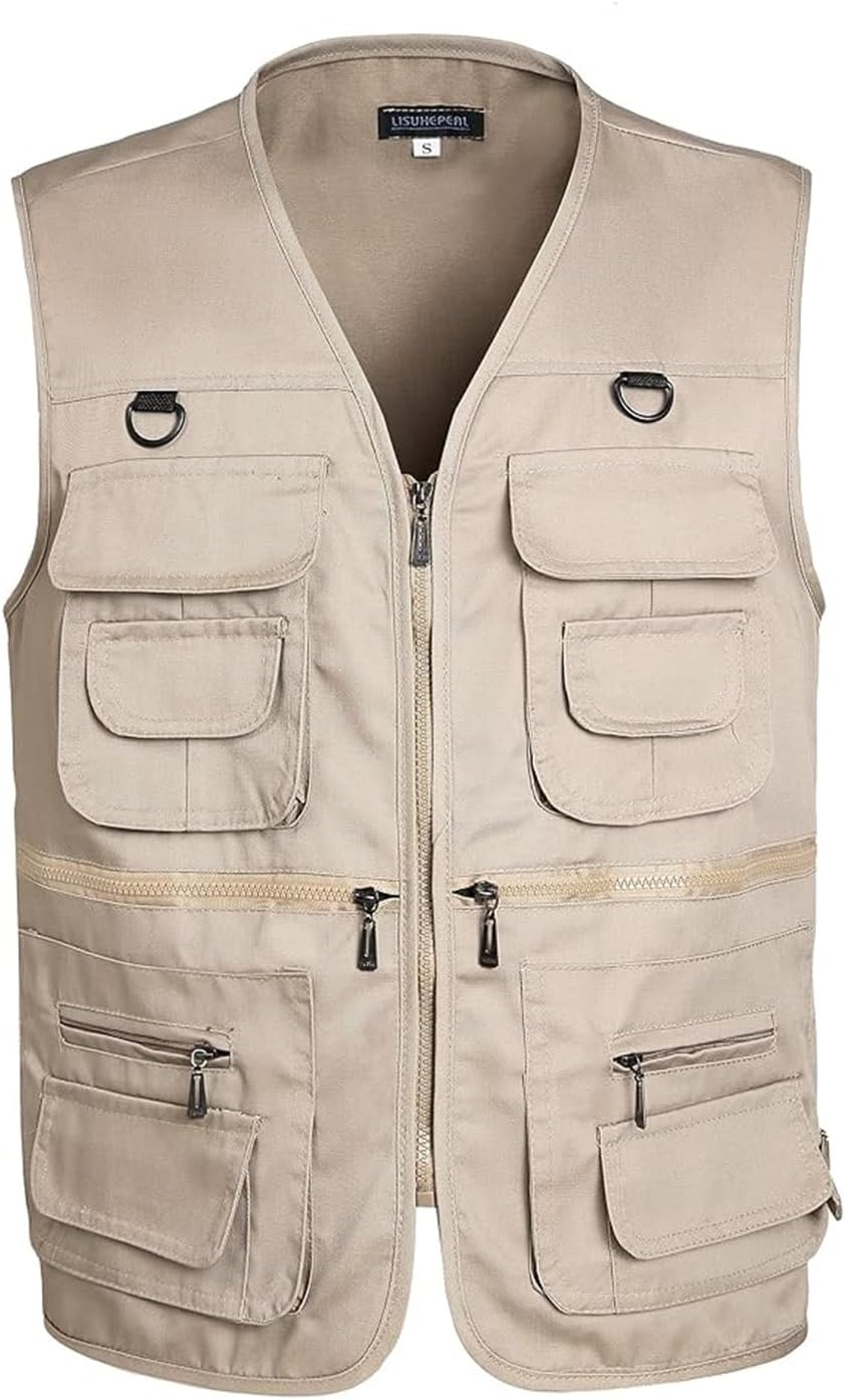 LBL Men's Utility Fishing Vest Lightweight Outdoor Work Safari Travel Photo Multi Pockets Waistcoat Jacket