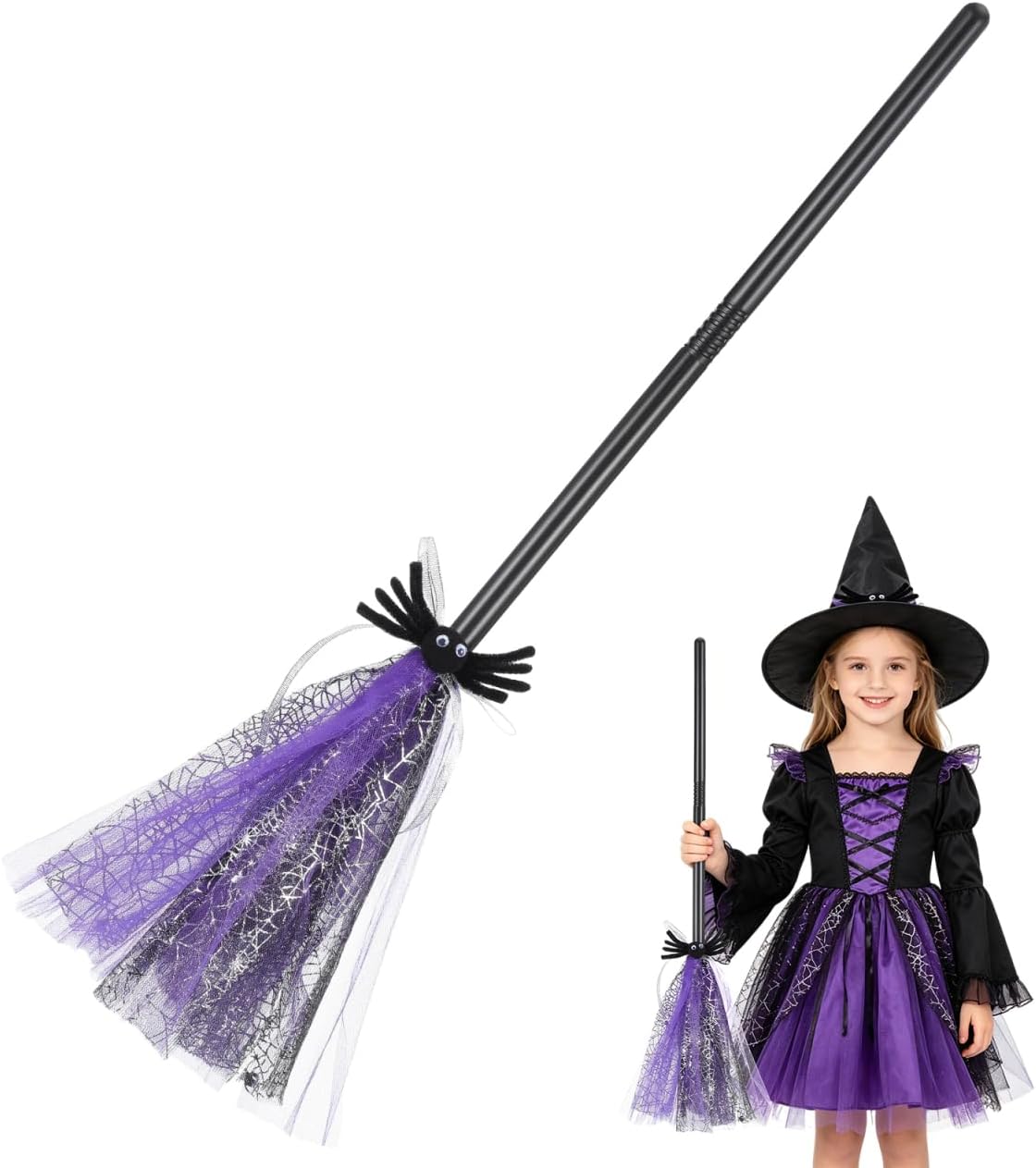 NOLITOY Halloween Witches Broom, Kids Flying Sticks, Girls Cosplay Decors