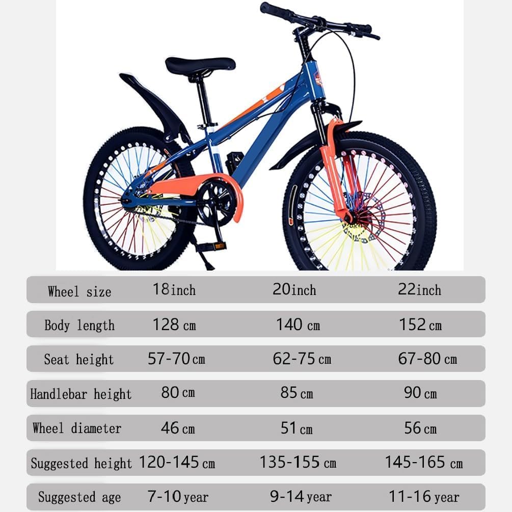 Kinderfahrrad 18 20 22 Ih Fahrrad, Für Jungen Mädchen Im Alter Von 7-16 Jahren Mit Doppelscheibenbremse, Stoßdämpfender Vorderradgabel, Mehreren 