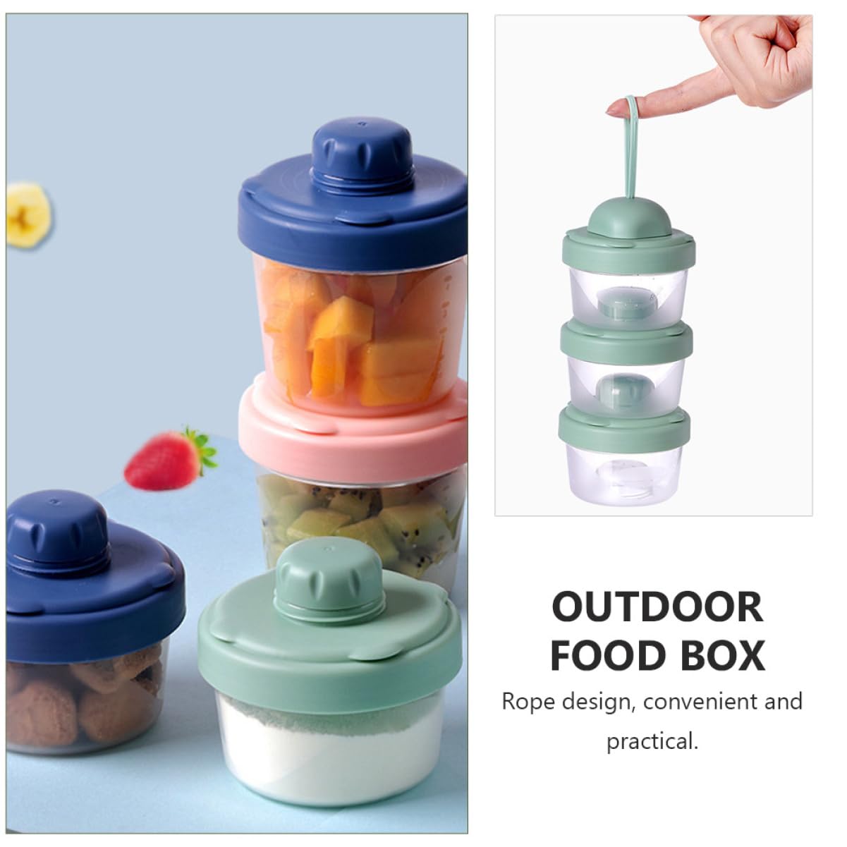 VICASKY 1Pc Portable Formula Dispenser Sealed Milk Powder Storage Container Green Ideal for On The Go Use Snack Containers and Food Pouches