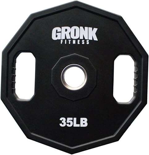 Miniatura 8 de Gronk Fitness Placas de pesas olímpicas de uretano de 10 lados | Pesas duraderas para gimnasios domésticos y comerciales | Diseño no rodante
