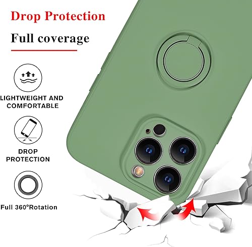Miniatura 3 de Uioeua - Funda compatible con iPhone 13 Pro Max con soporte de anillo magnético para automóvil, funda suave de microfibra de silicona líquida de