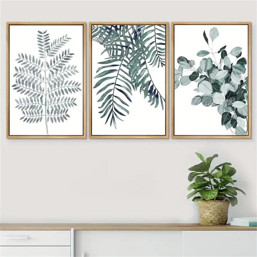 Affiches Botaniques-Ensemble de Tableaux sur Toile Imprimés Aquarelle de Forêt Plantes et Illustrations Florales Style Moderne et Chic Idéal le Salon la Chambre Ou le Bureau-60*80cm*3PCS (Non encadré)