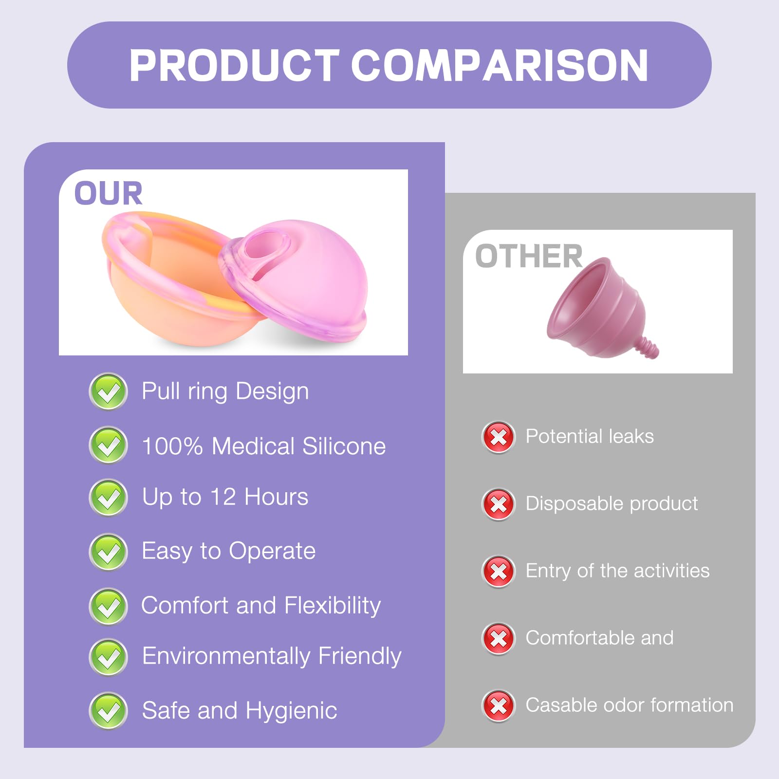 Disco Mestruale, Coppetta Mestruale in Silicone, Disco Menstruale, Disco Periodico Riutilizzabile, Coppetta Mestruale morbida, Tenuta Stagna Alternativa ai Tamponi (S+L)