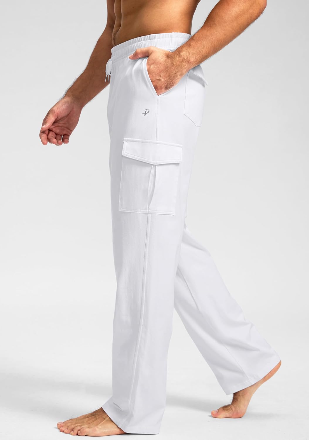 Pudolla Men's Cotton Sweatpants with Cargo Pockets Open Bottom Yoga Pants for Men Lounge Pants for Athletic Workout Casual - Image 2