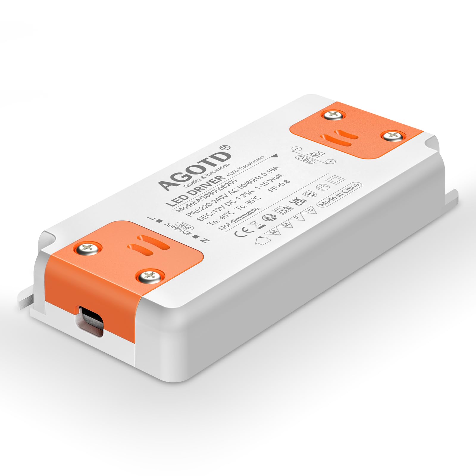 LED Trafo 230V auf 12V 15W LED-Treiber Netzteil, Transformator kein Rauschen, Niedervolttrafo für G4 MR16 GU5.3 LED, 1er Pack