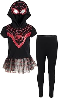 Marvel Spider-Man Miles Morales Toddler Girls Cosplay Graphic T-Shirt Dress and Leggings Outfit Set Black 2T