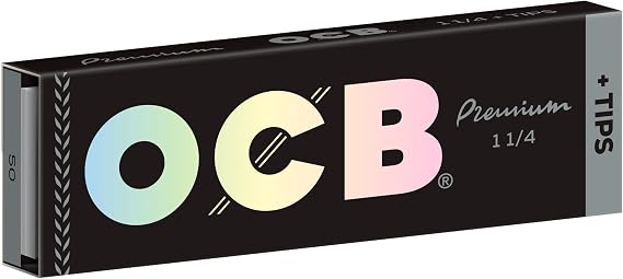 OCB - Premium 1 1/4Rolling Paper & Tips - 3 Booklets with 50 Leaves per Booklet