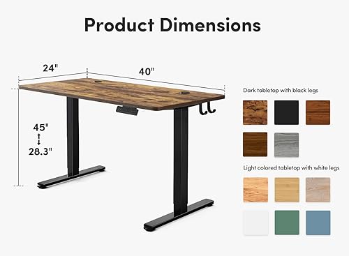 Miniatura 168 de FEZIBO - Escritorio eléctrico ajustable para trabajar sentado o de pie, 40 x 24 pulgadas, para oficina en casa, escritorio ergonómico para Negro