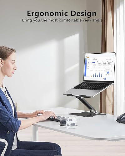Miniatura 2 de Soporte ajustable para computadora portátil, elevador plegable de metal para laptop, soporte portátil para laptop, soporte de computadora de