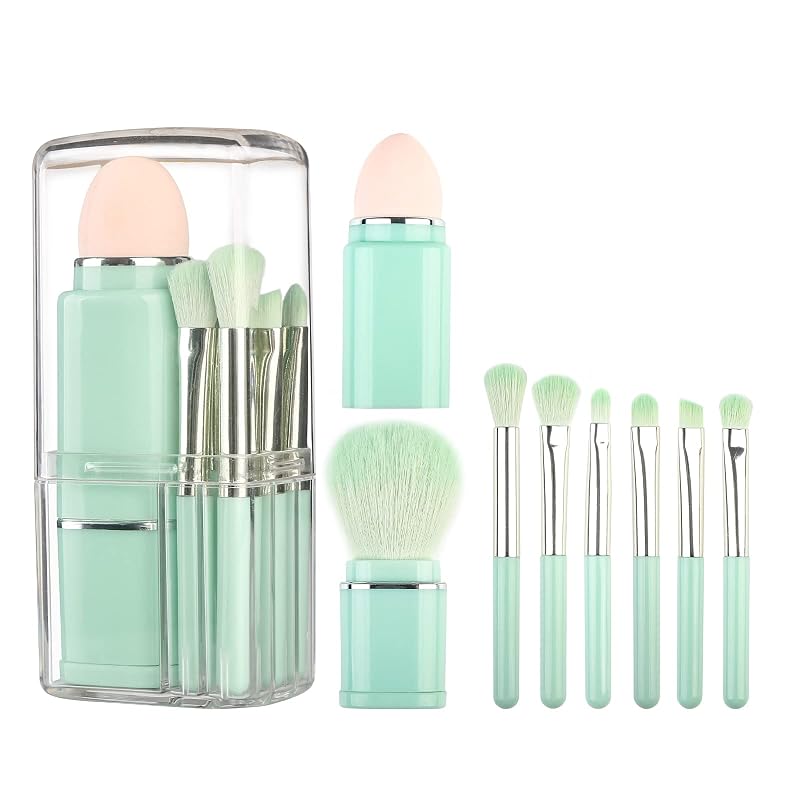 Kit de Pincéis de Maquiagem Retráteis Portátil SruidyLady Verde, 8 Peças