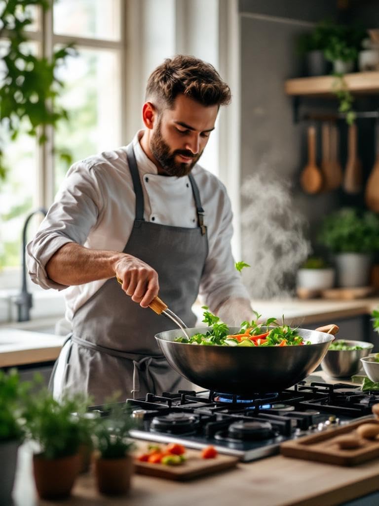 Dexam 12108410 Carbon Steel Wok With Wood Handle 27cm/10.5 -inch, Silver (Lacquer Finish)